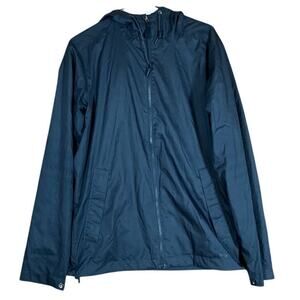 REI Co-Op Mens Jacket Navy Blue Full-Zip Hooded Windbreaker Long Sleeve Small